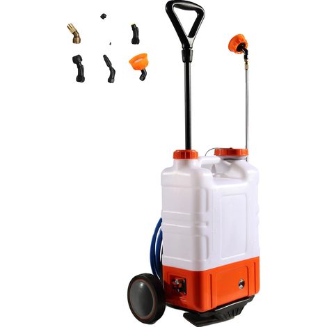 Pulvérisateur à dos alimenté par batterie, capacité de 4 gallons, plage de pression de 0 à 94 PSI, batterie au plomb de 12 V / 7,2 Ah, débit maximal de 3,6 L/min, dimensions du produit 19,3 x 11,2 x 4 (1/5)