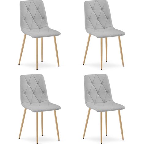 Chaise Libra - tissu gris clair / pieds couleur bois x 4 (1/5)
