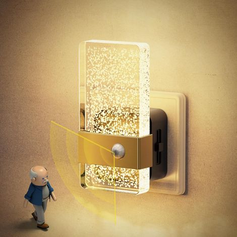 Veilleuse avec Détecteur de Mouvement et Crépusculaire Prise Dimmable 0-100LM, 3 Modes, Blanc Chaud pour Couloir Escalier Chambre Cuisine, 1 Pièce (1/5)