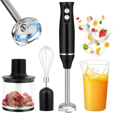 Mixeur Plongeant - 500 W - 2 Vitesses - Avec Fouet Hachoir 500 ml et Gobelet Doseur 700 ml - Pour Soupes Purées et Smoothies - 1 Pièce