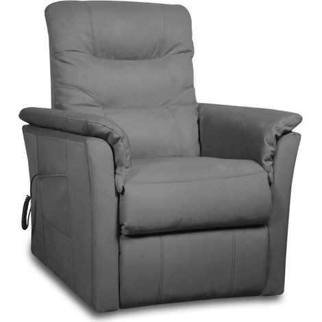 Fauteuil de relaxation ANABEL électrique et releveur en tissu gris (1/5)