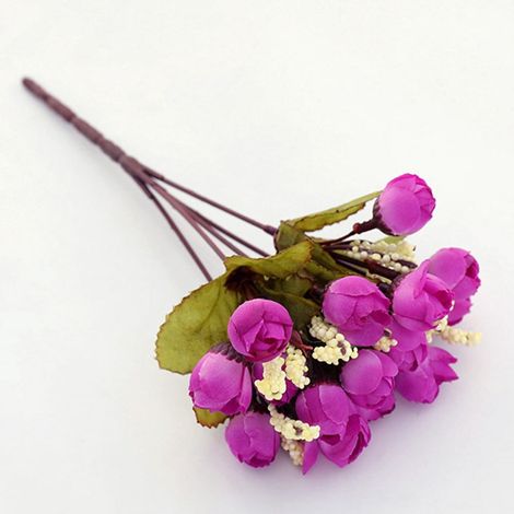 Rose Artificielle - Bouquet 15 Boutons - Longueur Totale 24 cm - Pour Décoration Mariage Maison Noël Photo - 1 Pièce (1/5)