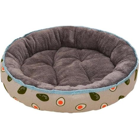 Diamond Print Dog Basket, Round Cat Bed, Washable Plush Pet Cushion, Avocado Design Pet Carrier M (1/5)