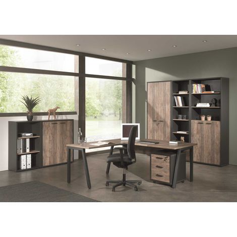 Ensemble de bureau contemporain marron/noir Carlos (1/5)