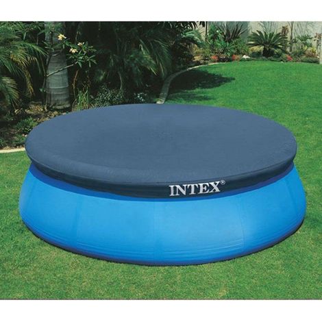 Bâche de Protection pour Piscine Autoportante - Diamètre 244 cm - PVC Bleu - avec Cordon de Serrage et Tamis d'Écoulement - 1 Pièce