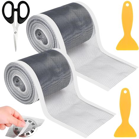 tamis à cheveux caniveau de douche - 10 cm x 10 m - Collant - Avec spatule en plastique et ciseaux - Pour salle de bain, baignoire, cuisine (1/5)
