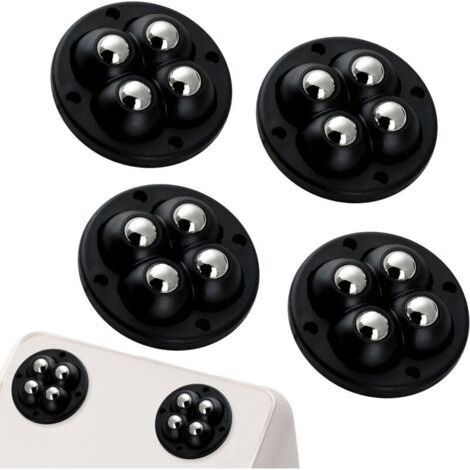 Pack of 4 Lightweight Self-Adhesive Casters - 360° Mini Ball Casters, Total Capacity 30kg for Chairs/Small Furniture (Black) (1/5)