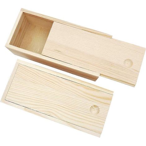 Boîte coulissante en pin, boîte de rangement en bois avec tiroir à bûches, coffret à bijoux en bois, boîte à monter soi-même (1/5)
