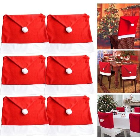 Housses de chaise de Noël, housses de chaise amovibles et lavables, adaptées aux mariages, hôtels, salles de banquet, anniversaires,6 pièces. (1/5)