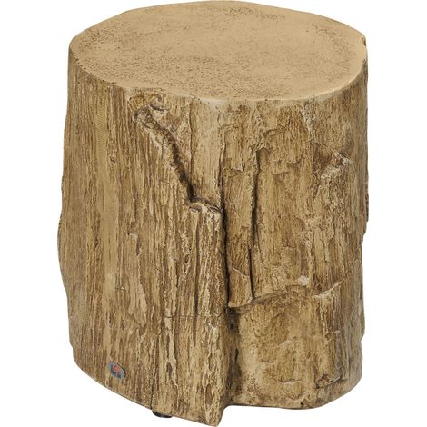 Table de appoint aspect souche de arbre, pieds réglables, 37 cm x 37 cm x 43 cm, brun béton (1/5)