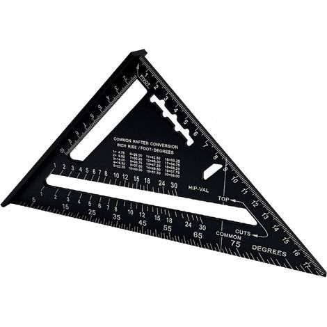 7-inch metric aluminum alloy triangular carpenter's square, angle protractor