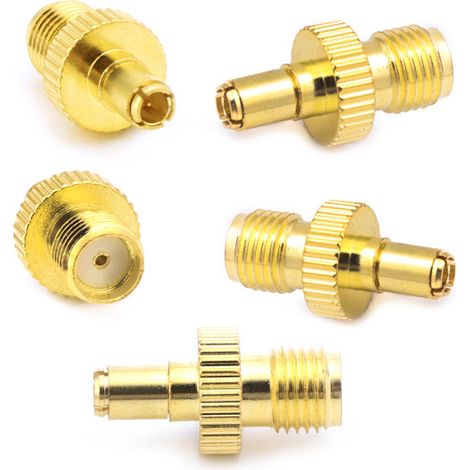 Adattatore coassiale dritto con connettore RF da 5 SMA femmina a TS9 maschio, placcato oro.