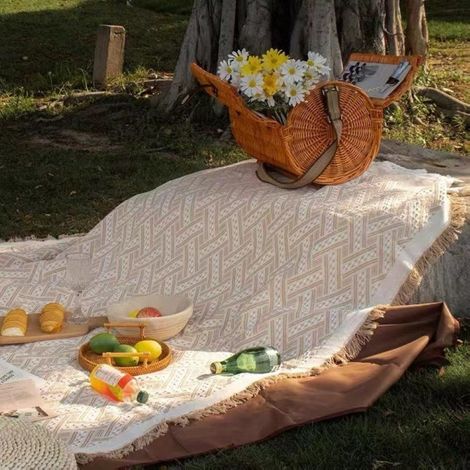 Descubre el juego de manteles individuales para picnic Apricot Spring Outing: E