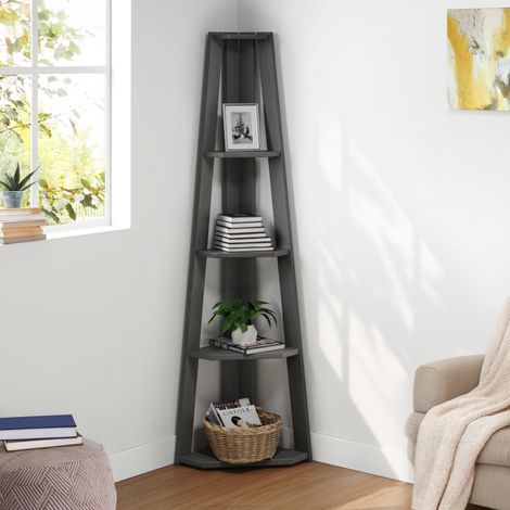 Corona Charcoal Corner Ladder Bookcase (1/5)