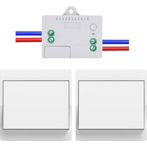 Interrupteur sans fil sans piles Lot de 2 kit interrupteur sans fil autoalimente va et vient sans fil sans pile(1Gang 2V1 A)