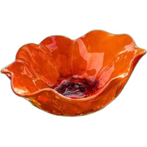 Mangeoire sur Pique Fleur en Métal Artisanale — Mangeoire Déco Orange Multi-pétale, 15cm x 15cm x 60cm (1/4)