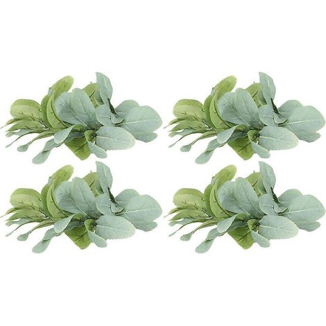 Couronne de 4 feuilles artificielles à suspendre, couronne de porte d'entrée, couronne de Noël ou de mariage-25X25CM-Green (1/4)