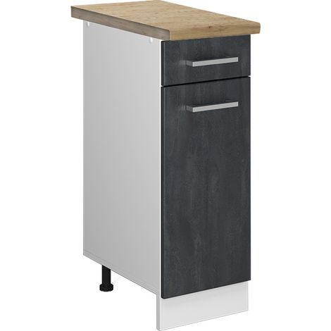 Meuble cuisine R-Line, Béton noir, 30cm PT Chêne, Vicco (1/5)