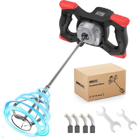 Malaxeur Mortier Colle 2100 W, Malaxeur Beton 220V, Melangeur Beton Avec 6 Vitesses, Betonniere Électrique, Idéal Pour Mélanger les Aliments, le Plâtre, la Peinture, le Ciment, le Mortier, Etc (1/5)