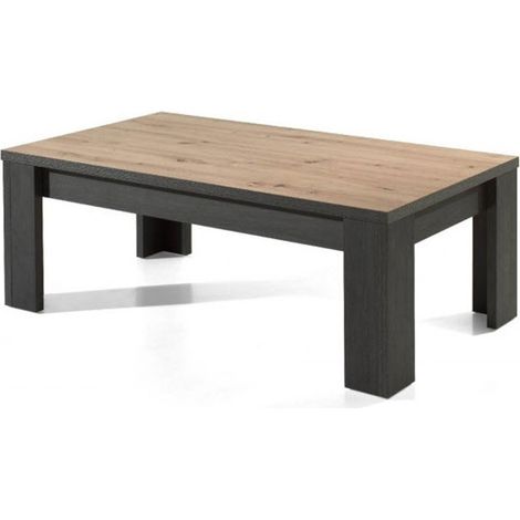 Table basse 120 cm décor naturel et gris foncé - BERINE