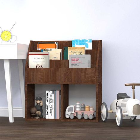 vidaXL Revistero niños madera contrachapada marrón roble 71x30x78,5 cm (1/5)