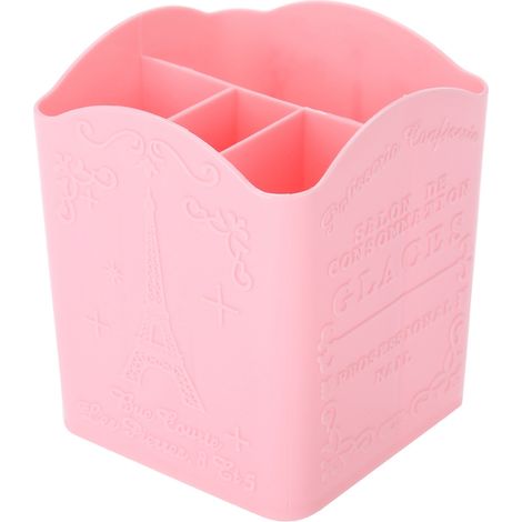 Boîte de rangement pour articles de papeterie, cosmétiques et outils de manucure, motif Tour Eiffel rose (1/5)