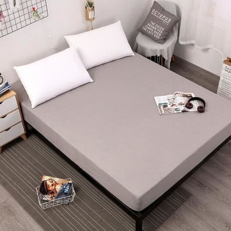Drap Housse Couleur Unie - Gris - 200 x 220 cm (1/3)