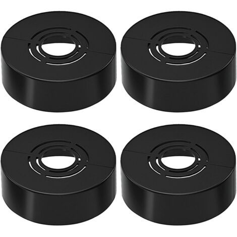 Lot de 4 robinets de douche à rosace 3 tailles en 1 (noir 70 x 30 mm) pour tuyau de chauffage, couvercle pour tuyaux de radiateur, robinets et accessoires de douche