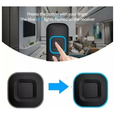 1 sonnette, 2 boutons,noir Sonnette sans fil, sonnette LED intelligente pour la maison (1/4)