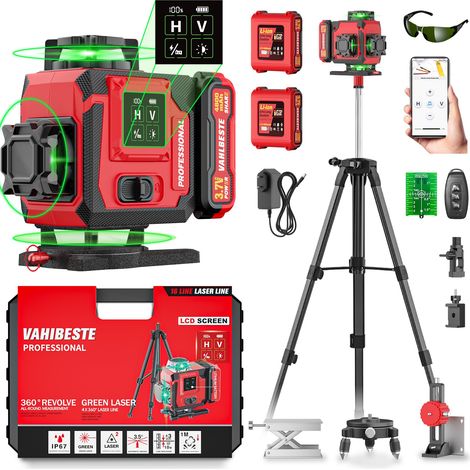 Niveau Laser 360 Autonivelant, 16 Lignes Laser Chantier avec Trepied, APP (1/5)