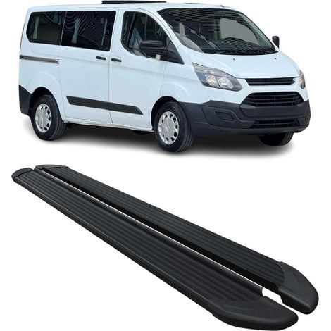 Marchepieds latéraux pour Ford Transit Custom 2012-2022 – Aluminium noir – Anticorrosion et résistant aux rayures – Installation facile – Omac