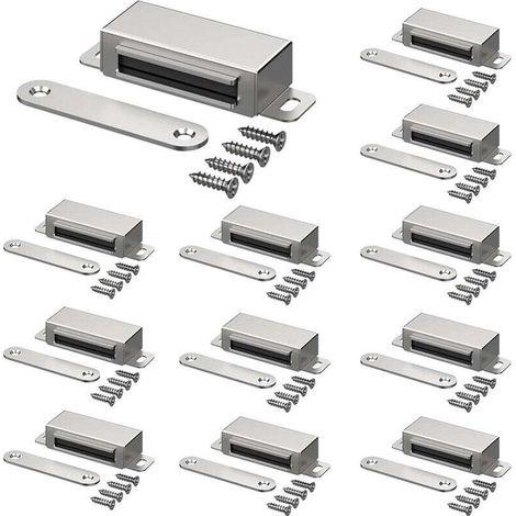 Chiusure magnetiche per mobili, chiusure per porte da cucina, bagno, spogliatoio, chiusure per armadi, chiusure per cassetti (argento, confezione da 10)