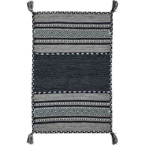 Tappeto ANTIQUE-KILIM grigio tessuto a mano in cotone e ciniglia cm.140x200 (1/5)