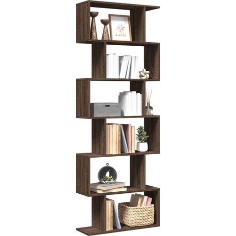 Raumteiler-Bücherregal 6 Etagen Braun Eichen-Optik 70x24x193 cm