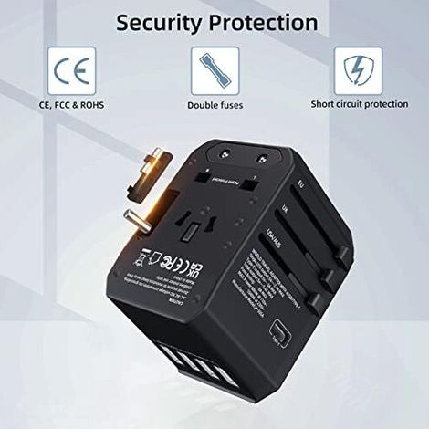 Este adaptador inteligente es ideal para viajes internacionales, cuenta con una toma de corriente universal, una estación de carga rápida global, puede cargar diversos dispositivos, cumple con las nor (1/4)