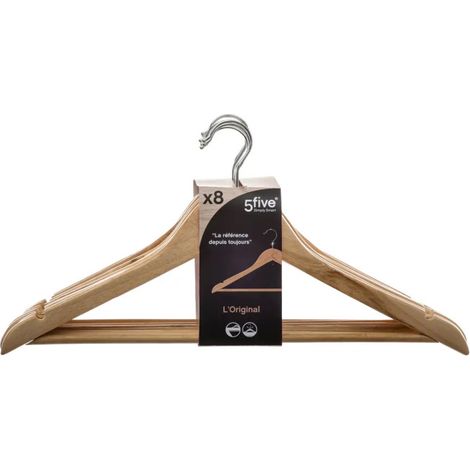 Lot de 8 Cintres en Bois 45cm Naturel (1/2)