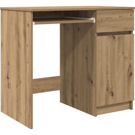Bureau,Table de travail,Secrétaire chêne artisanal 86x49x76 cm bois d'ingénierie CFW90635 (1/5)