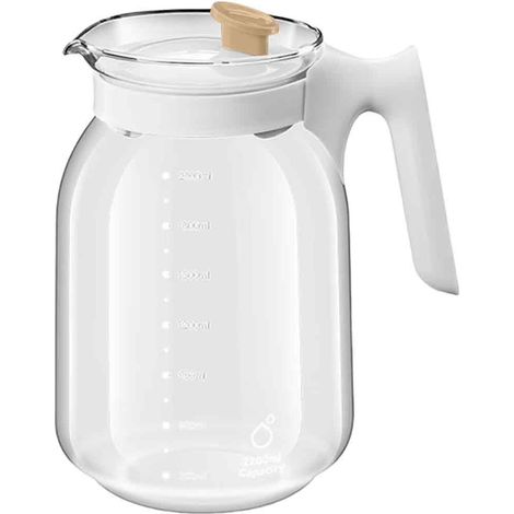 Pitcher En Verre - 2.2 L - Verre Borosilicat Alimentaire - Embouchure Large - Pour Thé Glacé Et Cold Brew (1/5)