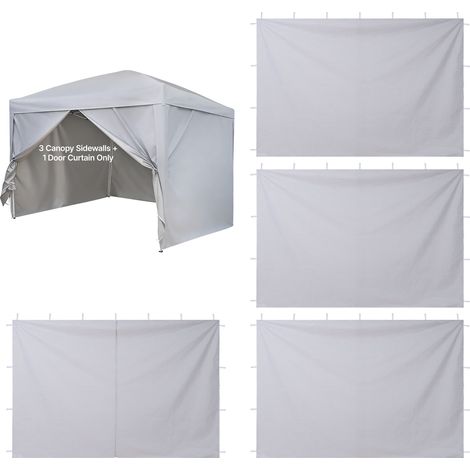 Paroi Latérale de Tonnelle 3x2 m Panneau Latéral de Tente Tonnelle Lot de 4 pour Événements d'Extérieur, Stands de Vendeur, Camping, avec Couche Imperméable, Coupe-vent et Pare-soleil, Blanc (1/5)