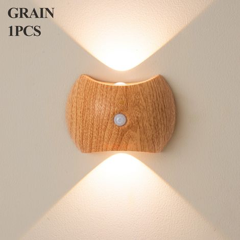 Applique murale LED rechargeable effet bois, 3 températures de couleur, fixation magnétique, 1 pièce (1/2)