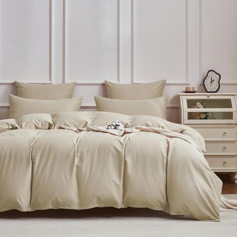Bettwäsche-Set Mako Satin 220x240cm Braun 100% Baumwolle mit Reißverschluss