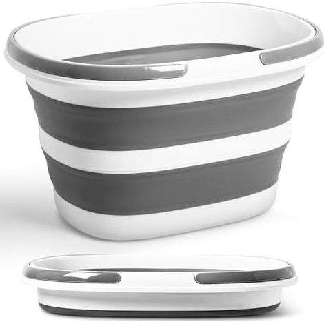 Seau pliable de 16 l avec poignées, seau de nettoyage pliable en silicone peu encombrant pour le nettoyage du camping, lavabo portable pour la maison et la voiture, seau en plastique (1/5)