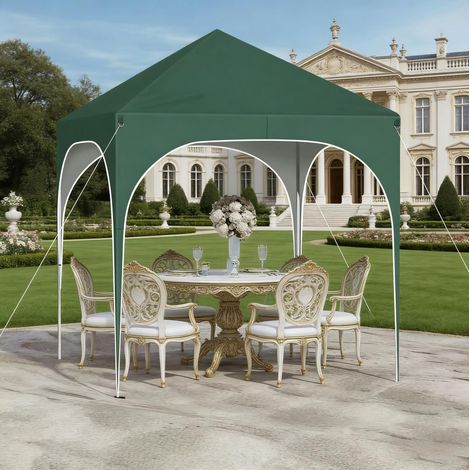 Gazebo pieghevole 200x200x240 cm, altezza regolabile, pareti laterali rimovibili, tessuto Oxford verde (1/5)