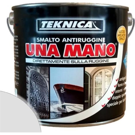 Smalto antiruggine UNAMANO 2,5LT TEKNICA Diretto sulla ruggine Grigio nebbia