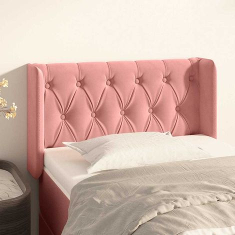 Tête de lit avec oreilles en velours rose, hauteur réglable, 83 x 16 x 78/88 cm, 7.02kg - PANGIVO (1/5)