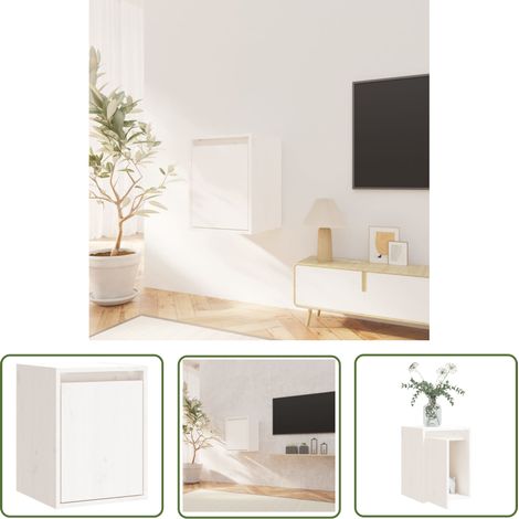 The Living Store Armoire murale Blanc 30x30x40 cm Bois de pin massif - Armoire Murale - Meuble Mural - Rangement Mural - Bibliothèque Murale - Étagère Murale (1/5)