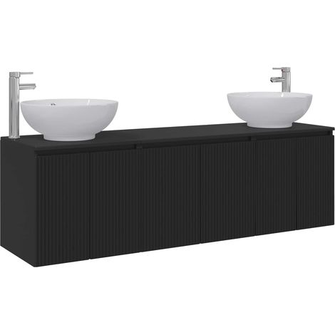 Bathroom Cabinet Set 3 pcs Black 49.5 x 44.5 x 65 cm vidaXL (1/5)