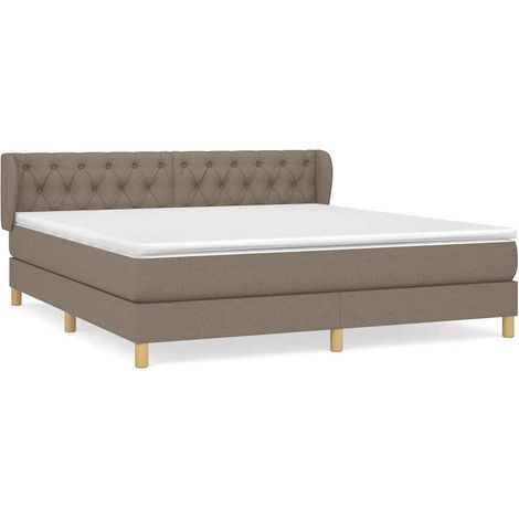 Maison Exclusive - Sommier à lattes de lit avec matelas Taupe 160x200 cm Tissu (1/5)