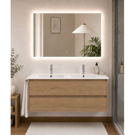 Bathroom cabinet with basin ORIGENBATH IBIZA without mirror 120x45 cm 2 basins steppe