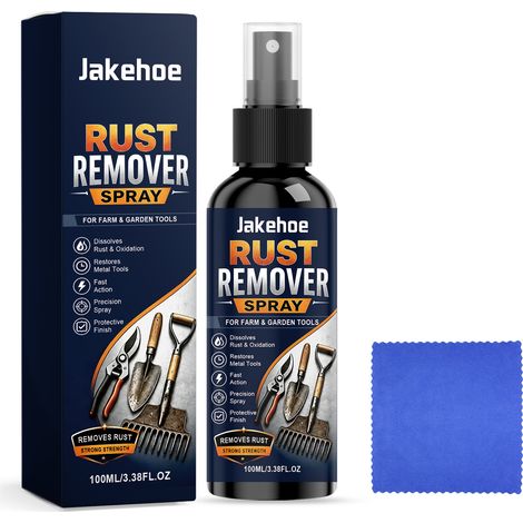 Spray antirouille JAKEHOE pour pièces métalliques domestiques - Nettoie, élimine les taches de rouille et fait briller - 100 ml x 1, chiffon de nettoyage x 1 (1/5)